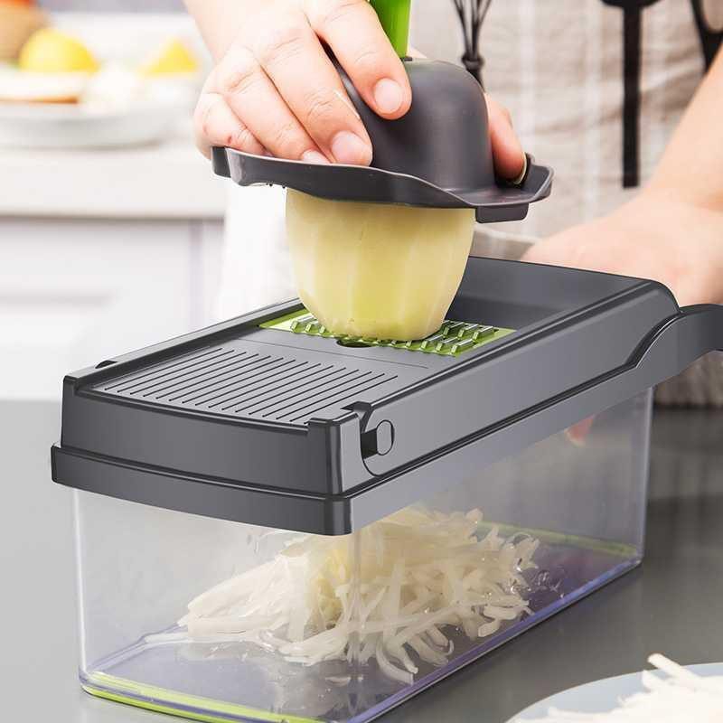 NEW Multifunctional Fruit Vegetable Cutter Slicer Grater Shredders Plastic Drain Basket Slicers 8 In 1 Gadget Kitchen Accessorie