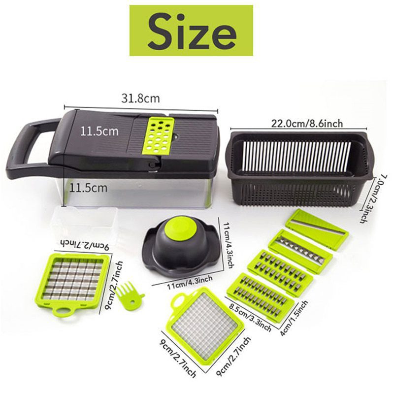 NEW Multifunctional Fruit Vegetable Cutter Slicer Grater Shredders Plastic Drain Basket Slicers 8 In 1 Gadget Kitchen Accessorie