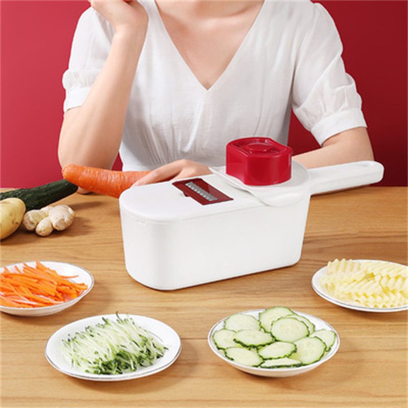 NEW Multifunctional Fruit Vegetable Cutter Slicer Grater Shredders Plastic Drain Basket Slicers 8 In 1 Gadget Kitchen Accessorie