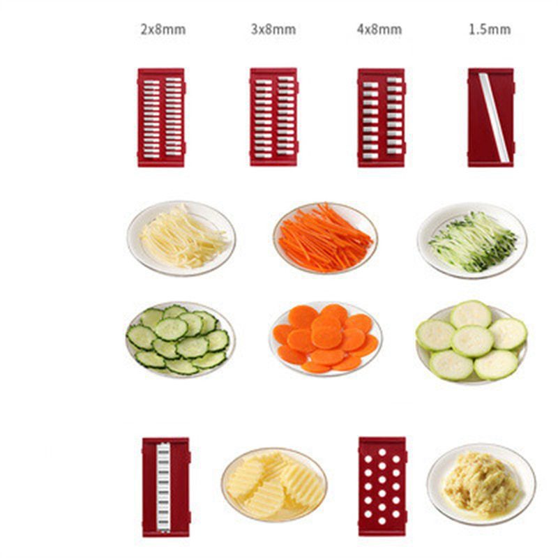 NEW Multifunctional Fruit Vegetable Cutter Slicer Grater Shredders Plastic Drain Basket Slicers 8 In 1 Gadget Kitchen Accessorie