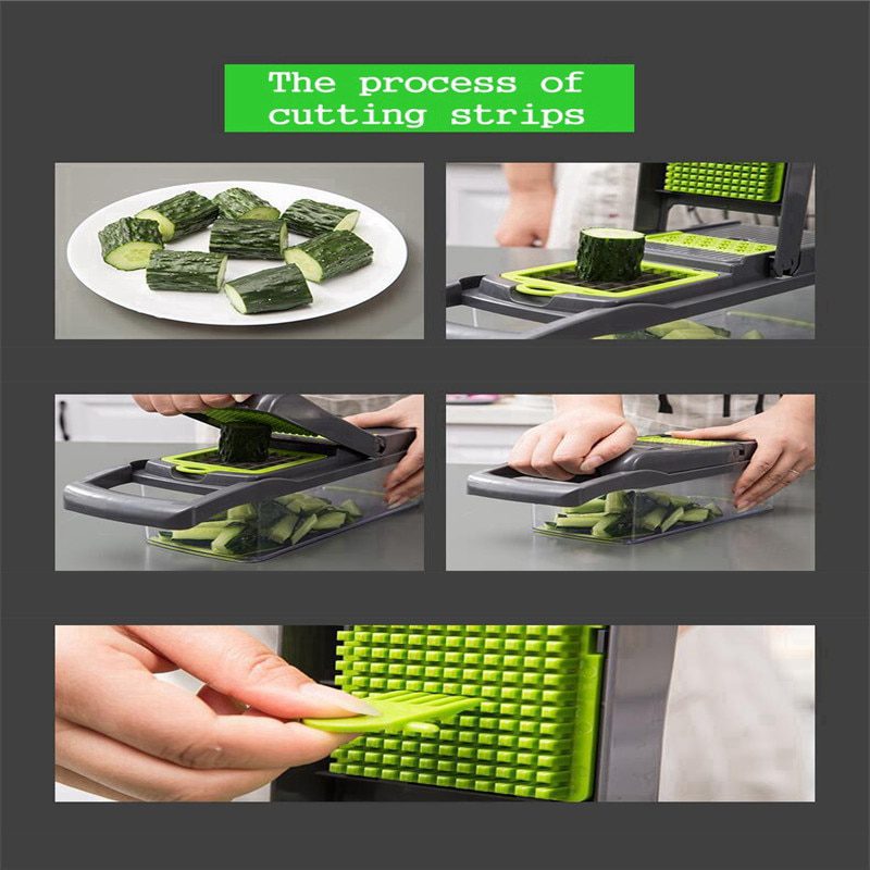 NEW Multifunctional Fruit Vegetable Cutter Slicer Grater Shredders Plastic Drain Basket Slicers 8 In 1 Gadget Kitchen Accessorie