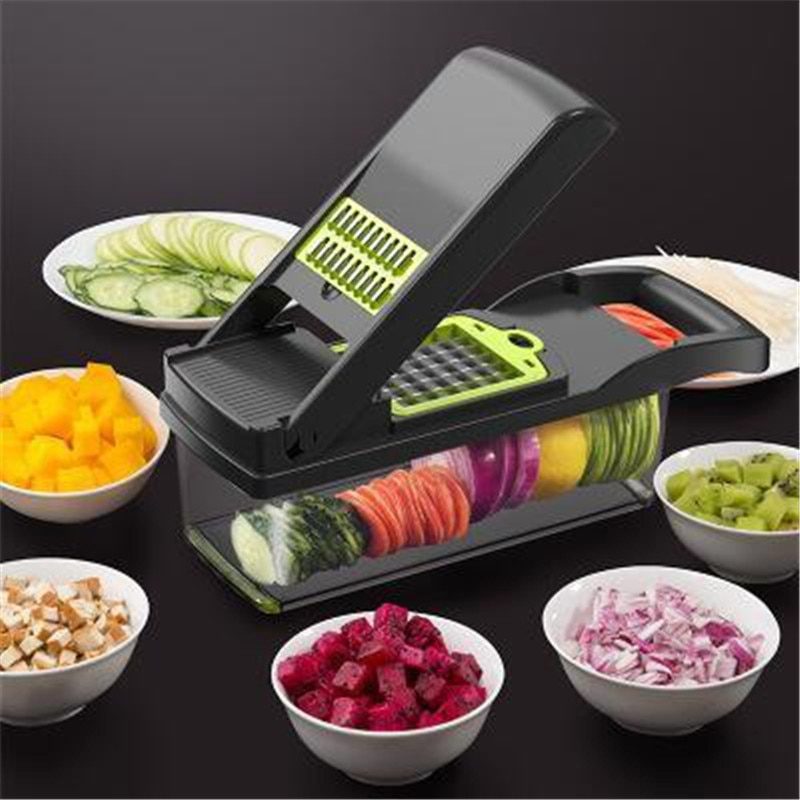 NEW Multifunctional Fruit Vegetable Cutter Slicer Grater Shredders Plastic Drain Basket Slicers 8 In 1 Gadget Kitchen Accessorie