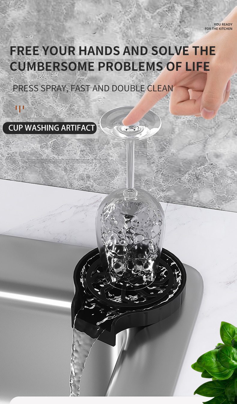 NEW Kitchen Sink Rinser Automatic Glass Cup Washer High Pressure Bar Kitchen Beer Milk Tea Cup Cleaner Accessories Wash Cup Tool