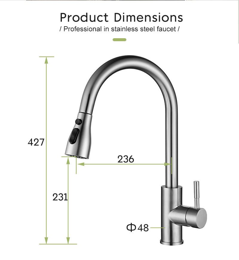 NEW Kitchen Faucets Brushed Nickel Pull Out Kitchen Sink Water Tap Mixer 360 Rotation Stream Sprayer Head Hot Cold Taps For kitc