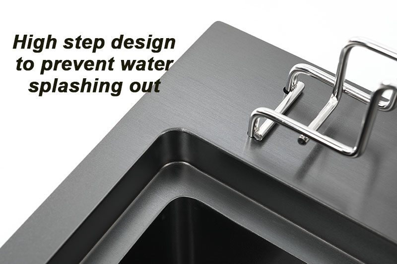 NEW Black kitchen sink With knife holder vegetable washing basin With cutting board stainless steel pia black sink High and low