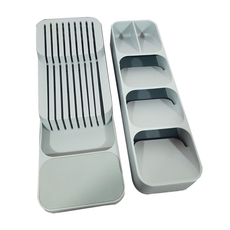 NEW Cutlery Storage Box Plastic Knife Block Holder Drawer Knives Fork Spoons Storage Rack Knife Stand Cabinet Tray Kitchen Organ