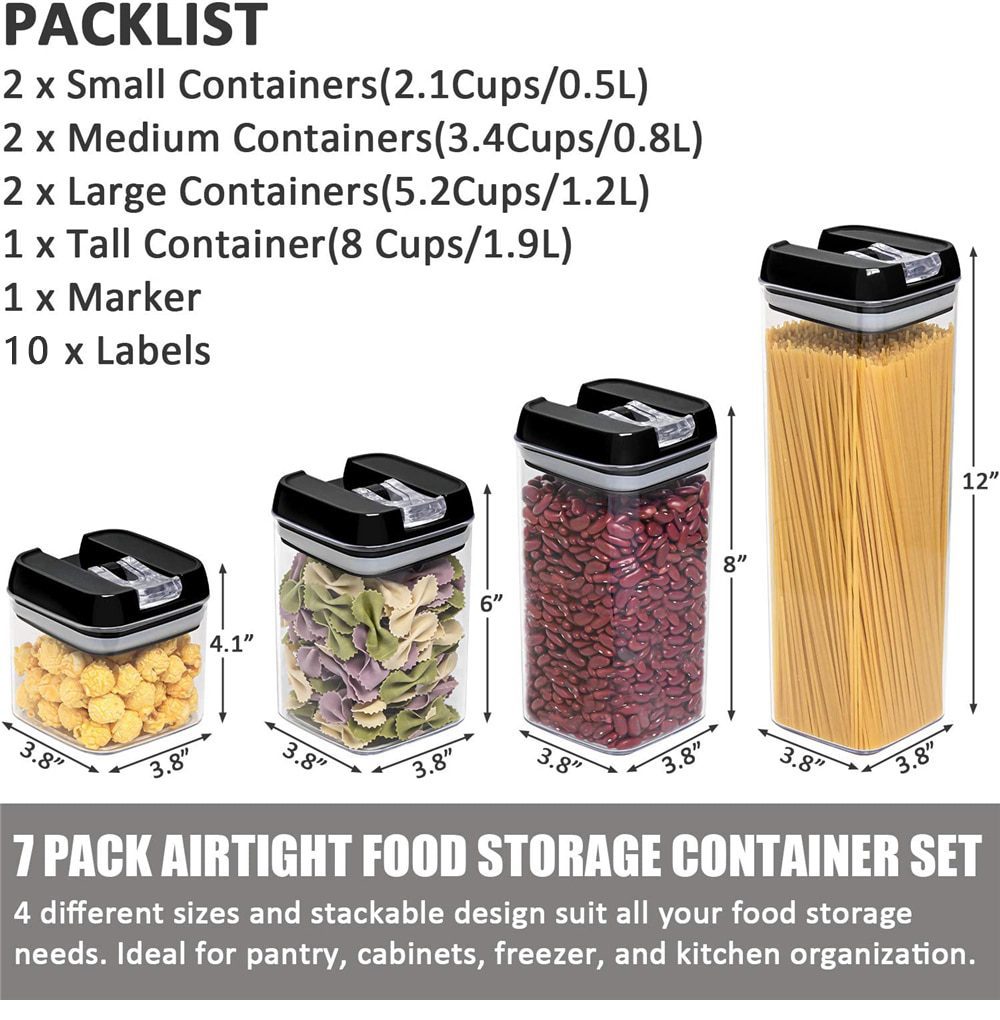 NEW Plastic Food Storage Containers Kitchen Boxs Canister Set with Lid Refrigerator Transparent Sealed Can Cereal Bulk Jar Organ