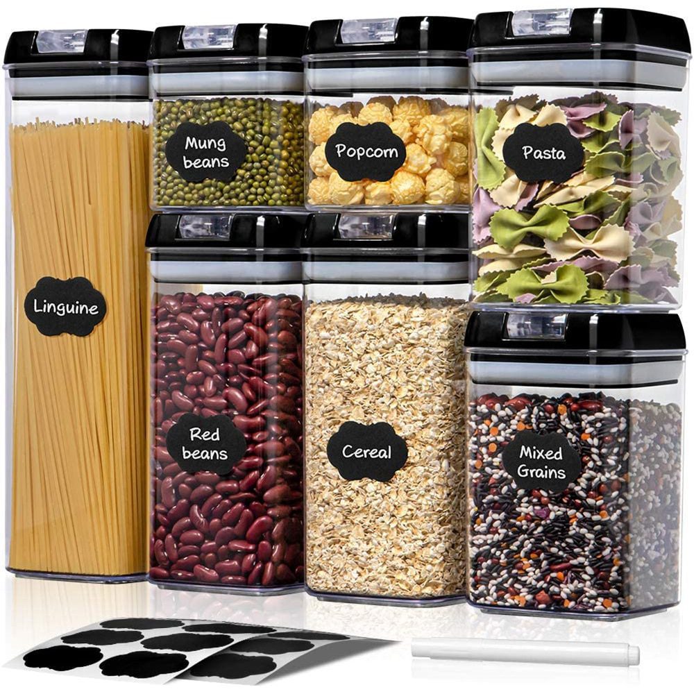 NEW Plastic Food Storage Containers Kitchen Boxs Canister Set with Lid Refrigerator Transparent Sealed Can Cereal Bulk Jar Organ