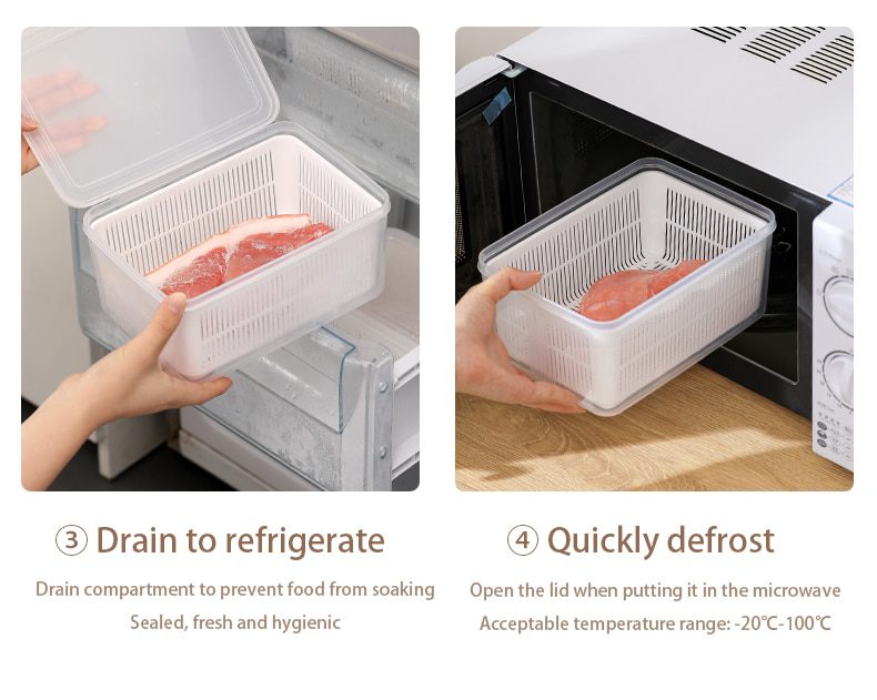 NEW Kitchen Storage Box Refrigerator Keep Fresh Box Vegetable Fruit Drain Crisper Multifunctional Plastic Basket Container With