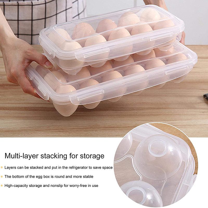 NEW 10/18 Grid Egg Storage Box Egg Tray with Lid Kitchen Refrigerator Egg Box Egg Drop Rack Egg Storage Boxes Fridge Egg Organiz