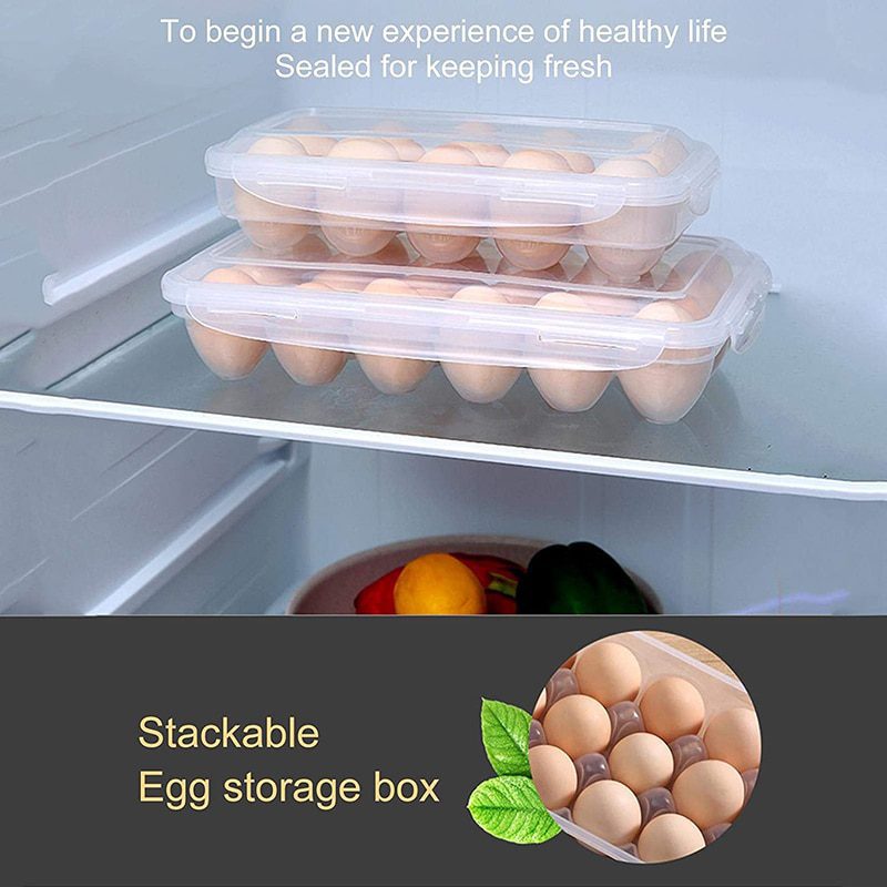 NEW 10/18 Grid Egg Storage Box Egg Tray with Lid Kitchen Refrigerator Egg Box Egg Drop Rack Egg Storage Boxes Fridge Egg Organiz