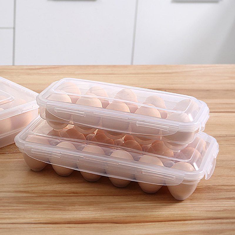 NEW 10/18 Grid Egg Storage Box Egg Tray with Lid Kitchen Refrigerator Egg Box Egg Drop Rack Egg Storage Boxes Fridge Egg Organiz