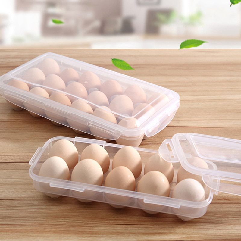 NEW 10/18 Grid Egg Storage Box Egg Tray with Lid Kitchen Refrigerator Egg Box Egg Drop Rack Egg Storage Boxes Fridge Egg Organiz