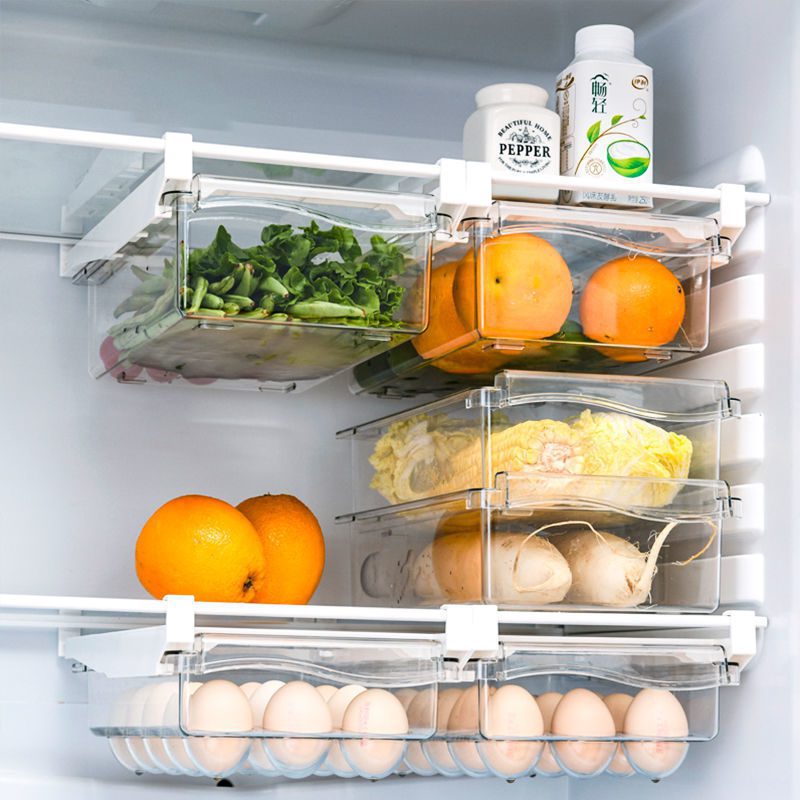 NEW Fresh-keeping Kitchen Organizer Fridge Organizer Fruit Egg Refrigerator Storage Box Under-shelf Refrigerator Drawer Box