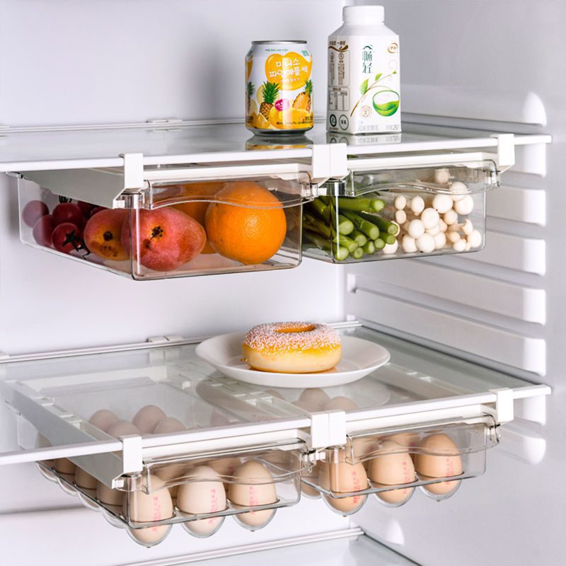 NEW Fresh-keeping Kitchen Organizer Fridge Organizer Fruit Egg Refrigerator Storage Box Under-shelf Refrigerator Drawer Box