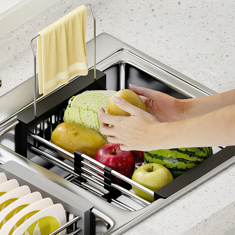 NEW Adjustable Kitchen Stainless Steel Sink Rack Telescopic Sink Dish Rack Sink Holder Organizer Fruit Vegetable Washing Drainer