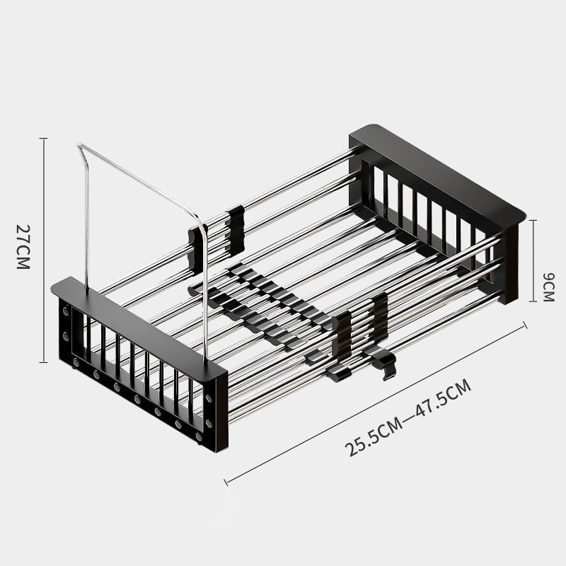 NEW Adjustable Kitchen Stainless Steel Sink Rack Telescopic Sink Dish Rack Sink Holder Organizer Fruit Vegetable Washing Drainer