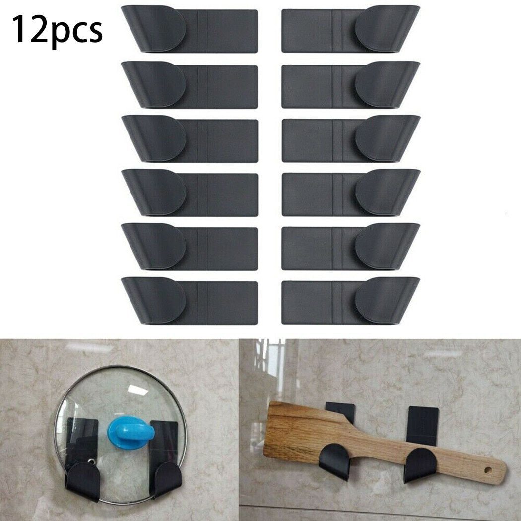 NEW 12pcs Pot Lid Holder Wall-Mounted Hanging Rack Kitchen Organizer ABS Spoon Pan Cover Shelf Kitchen Accessories Storage Rack