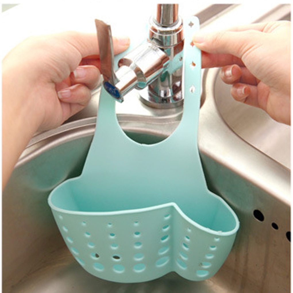 NEW Kitchen Portable Hanging Rack Drain Bag Basket Bath Storage Gadget Tools Sink Holder Plastic New