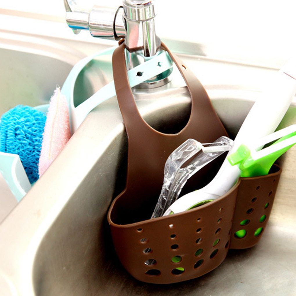 NEW Kitchen Portable Hanging Rack Drain Bag Basket Bath Storage Gadget Tools Sink Holder Plastic New