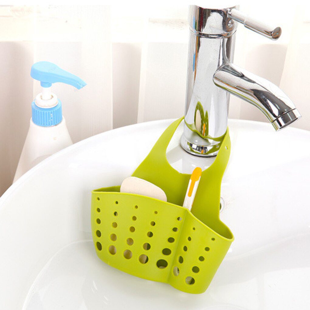 NEW Kitchen Portable Hanging Rack Drain Bag Basket Bath Storage Gadget Tools Sink Holder Plastic New