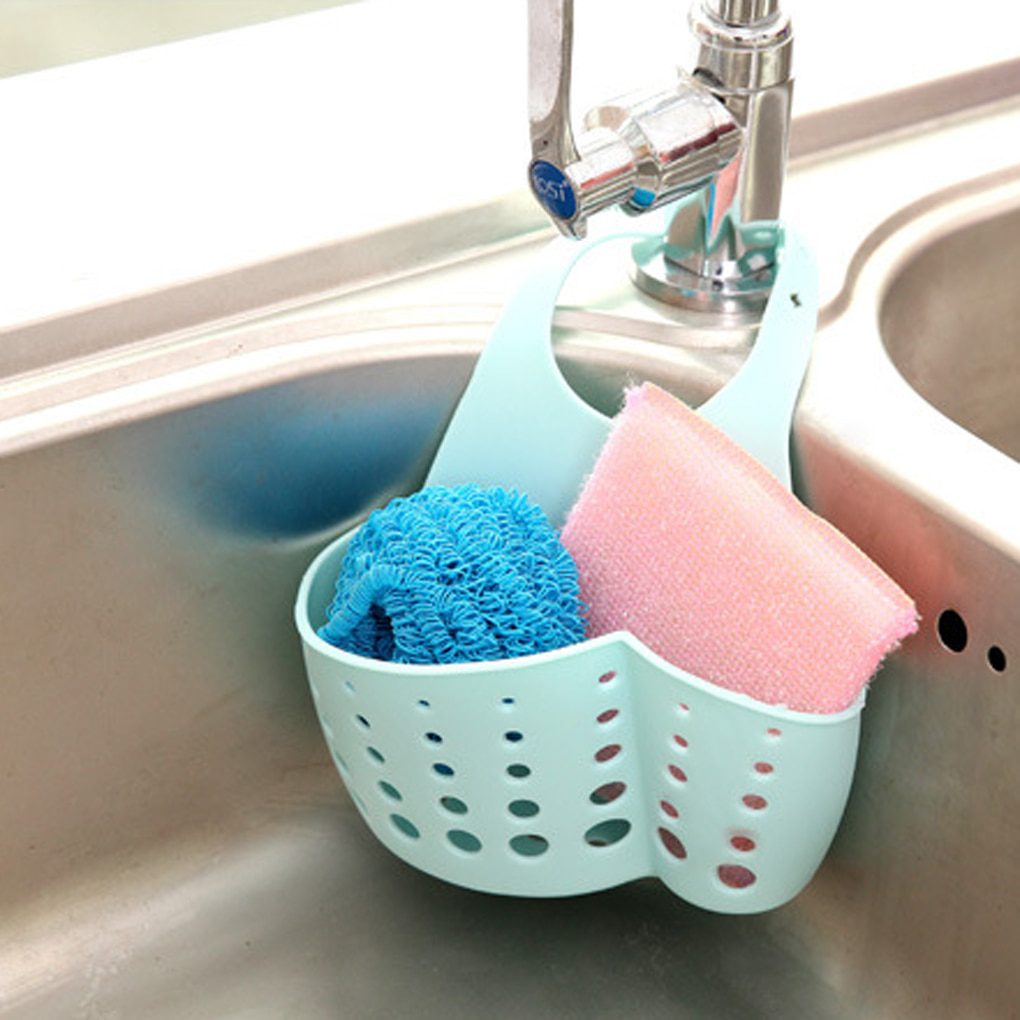 NEW Kitchen Portable Hanging Rack Drain Bag Basket Bath Storage Gadget Tools Sink Holder Plastic New