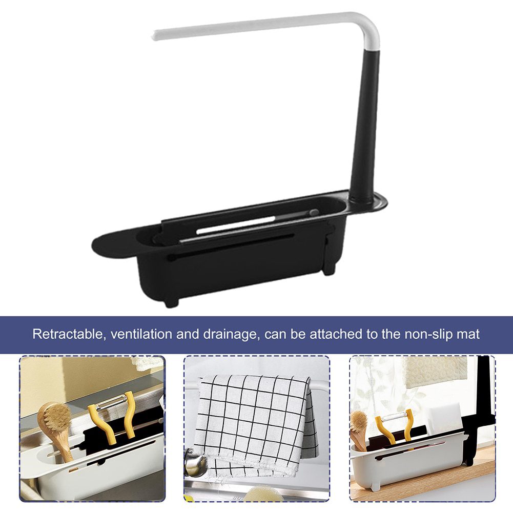 NEW Telescopic Sink Drain Racks Organizer Soap Brush Holder Basket Kitchen Storage Basket Gadgets Accessories Tool