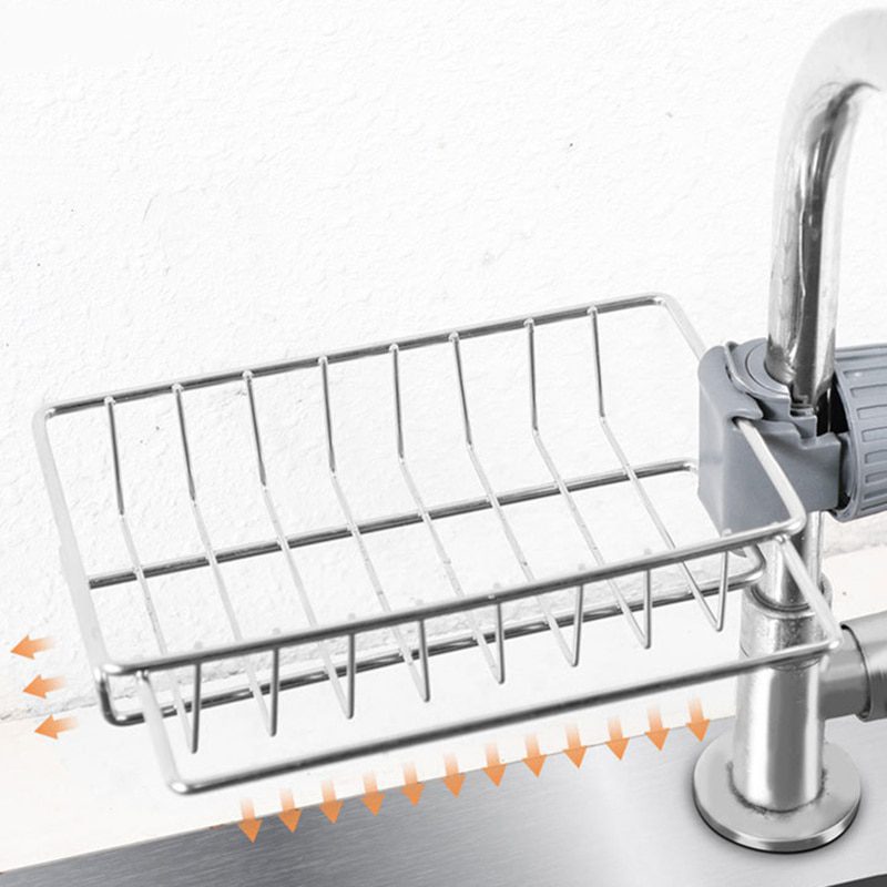 NEW Drainer Storage Soap Stainless Dishcloth Rag Steel Sponge Shelf Adjustable Rack Dry Kitchen Basket Finishing Faucet Towel Po