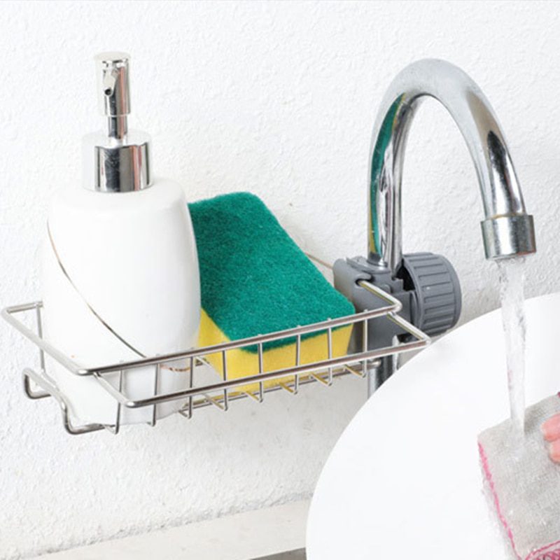 NEW Drainer Storage Soap Stainless Dishcloth Rag Steel Sponge Shelf Adjustable Rack Dry Kitchen Basket Finishing Faucet Towel Po