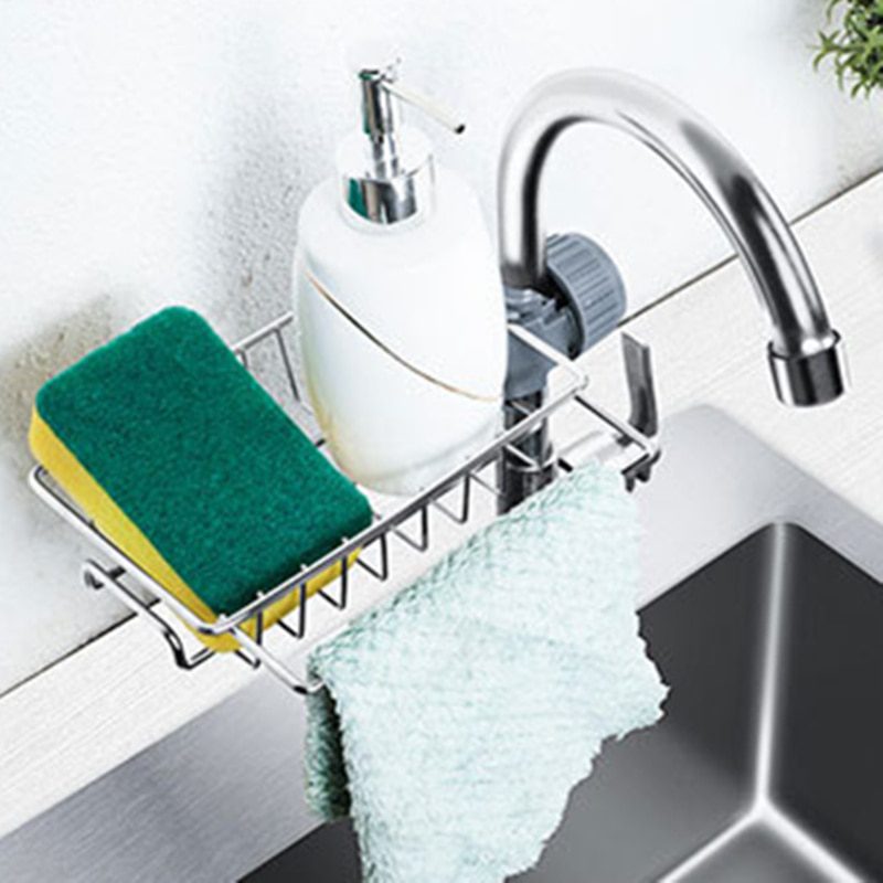 NEW Drainer Storage Soap Stainless Dishcloth Rag Steel Sponge Shelf Adjustable Rack Dry Kitchen Basket Finishing Faucet Towel Po