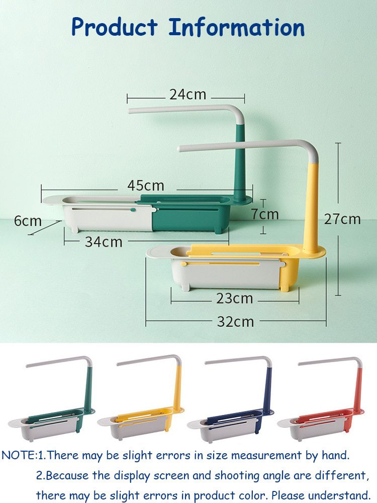 NEW Telescopic Sink Holder Adjustable Drainer Sink Tray Sponge Soap Holder Holder Dish Cloth Hanger for Home Kitchen 2-in-1 Hold