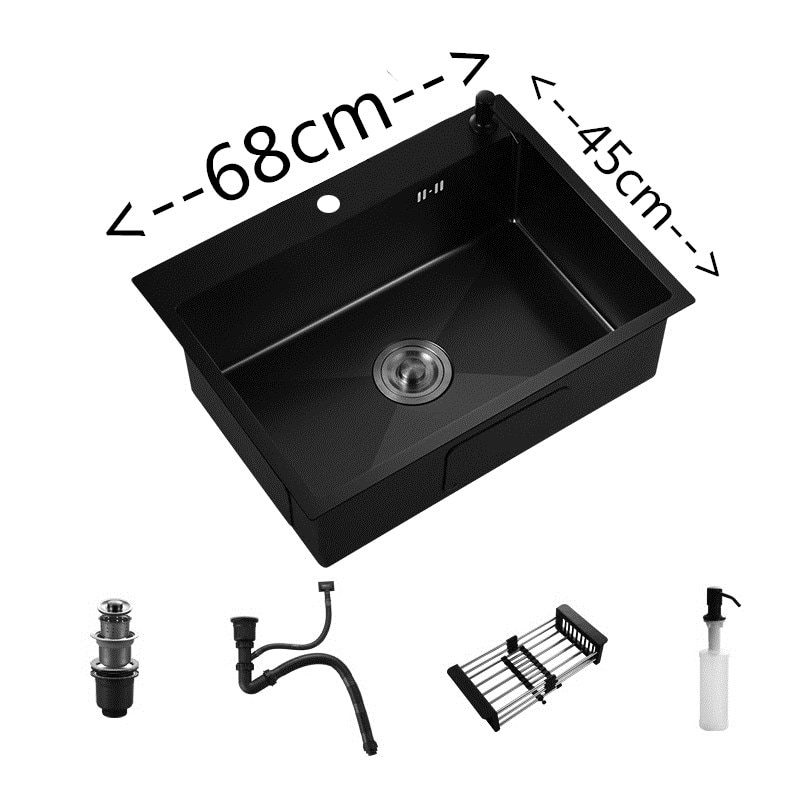 NEW Stainless Steel Kitchen Sinks Dark Grey Single Bowel Kitchen Sink Above Counter and Udermount Vegetable Washing Basin ATS800