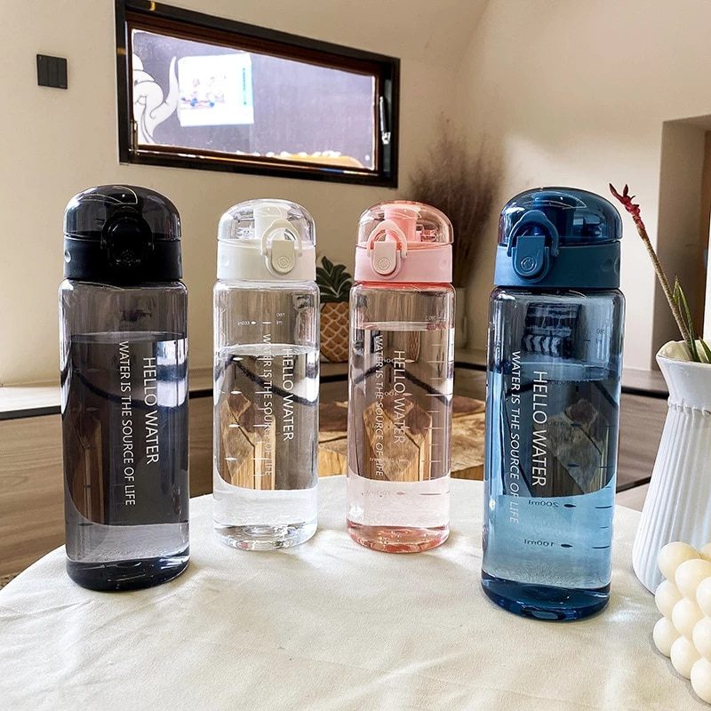 NEW Transparent Plastic Water Bottle for Drinking Portable Sport Tea Coffee Cup Kitchen Tools Kids Water Bottle for School