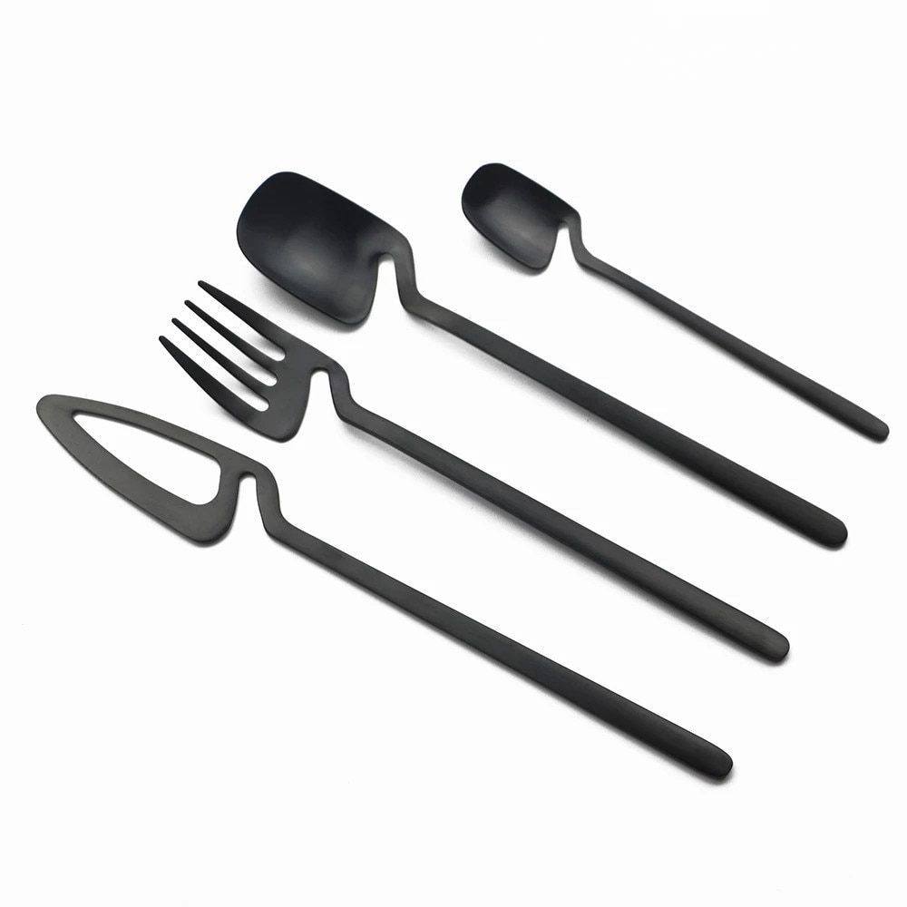 NEW 4pcs Rainbow Dining Spoon Fork Table Set Home Kitchen Table Decor Cutlery Sets Ice Cream Desserts Soup Coffee Use Kitchen To