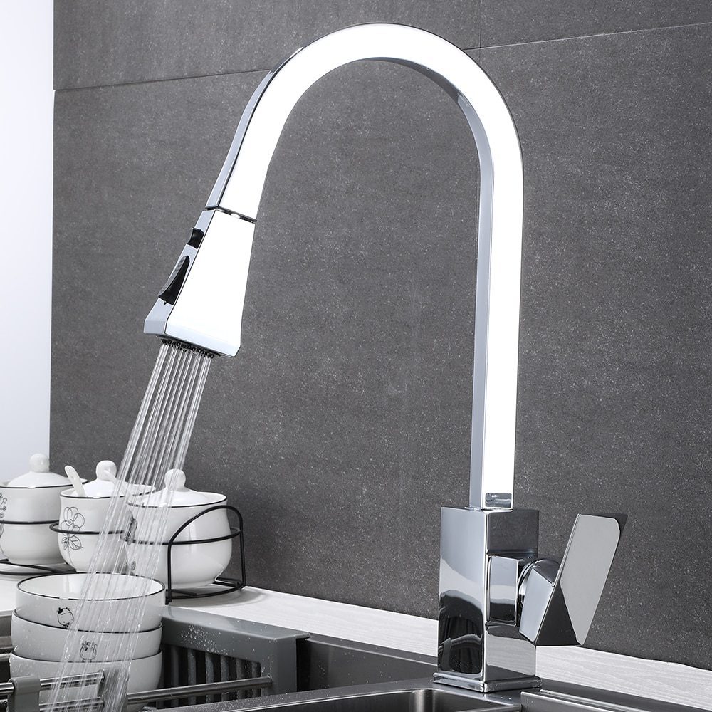 NEW Matte Black Kitchen Faucet Cold and Hot Kitchen Mixer Pull Out Two Function Deck Mounted Tap With Free Hose