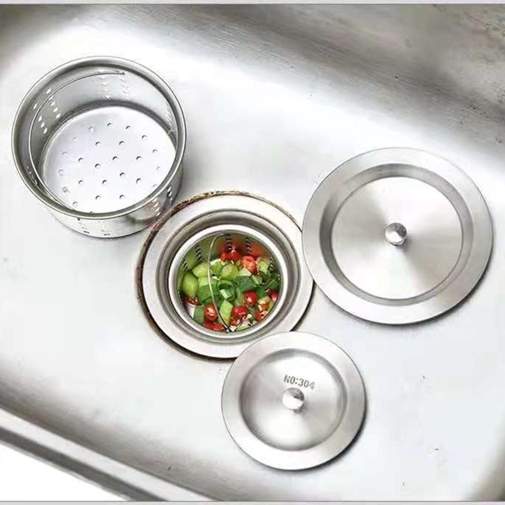 NEW Kitchen Sink Strainer  Plug  Water Basin Sink  Drain Filter  Basket Draine Accessories  304 Stainless Steel Black