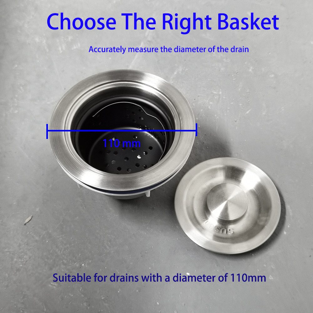 NEW Kitchen Sink Strainer  Plug  Water Basin Sink  Drain Filter  Basket Draine Accessories  304 Stainless Steel Black