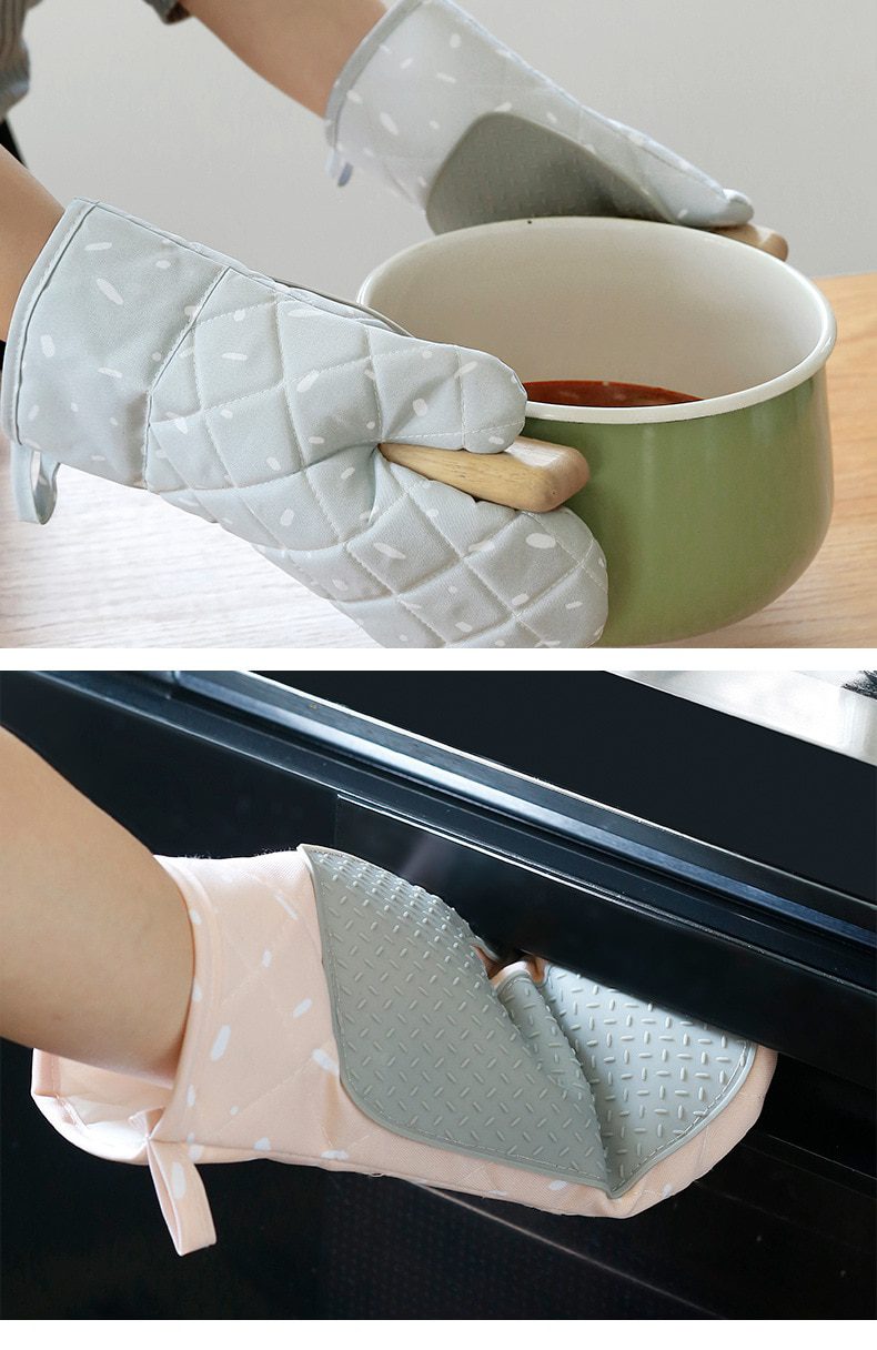 NEW Microwave Glove Houshold Non-slip Cotton BBQ Oven Mitts Baking Gloves Heat Resistant Kitchen Potholders Silicone Oven Mitts
