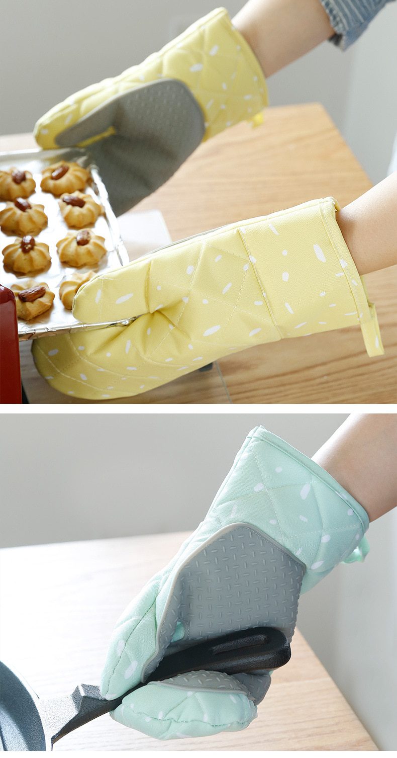 NEW Microwave Glove Houshold Non-slip Cotton BBQ Oven Mitts Baking Gloves Heat Resistant Kitchen Potholders Silicone Oven Mitts