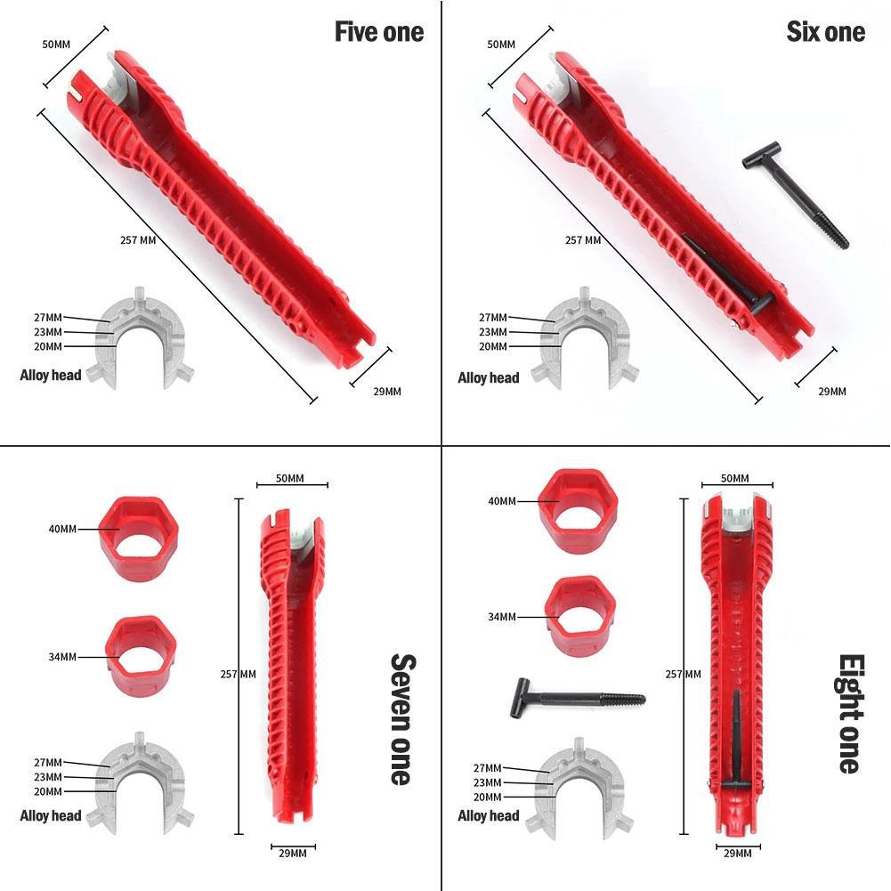 NEW English Key Gootsteensleutel 8 In 1 Flume Wrench Anti-slip Kitchen Sink Key Repair Wrench Faucet Plumbing Wrench Set