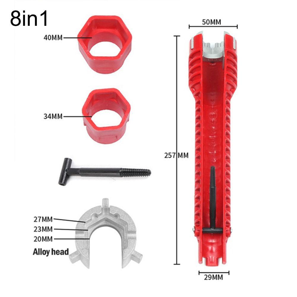 NEW English Key Gootsteensleutel 8 In 1 Flume Wrench Anti-slip Kitchen Sink Key Repair Wrench Faucet Plumbing Wrench Set