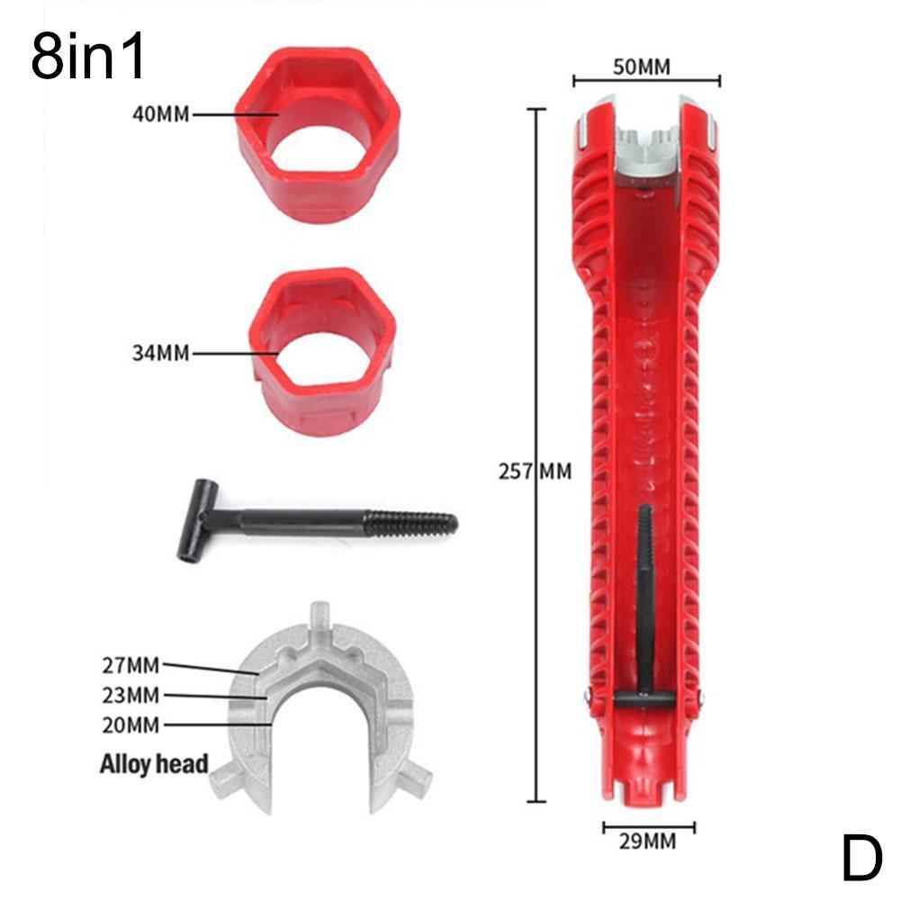 NEW English Key Gootsteensleutel 8 In 1 Flume Wrench Anti-slip Kitchen Sink Key Repair Wrench Faucet Plumbing Wrench Set