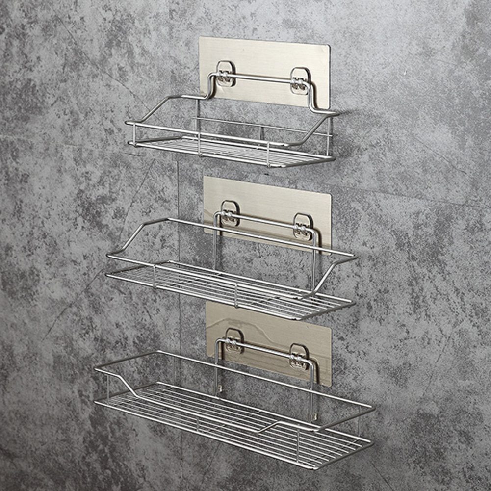 NEW Stainless Steel Bathroom Storage Shelf Punch-Free Kitchen Bathroom Toilet Wall Hanging Storage Rack