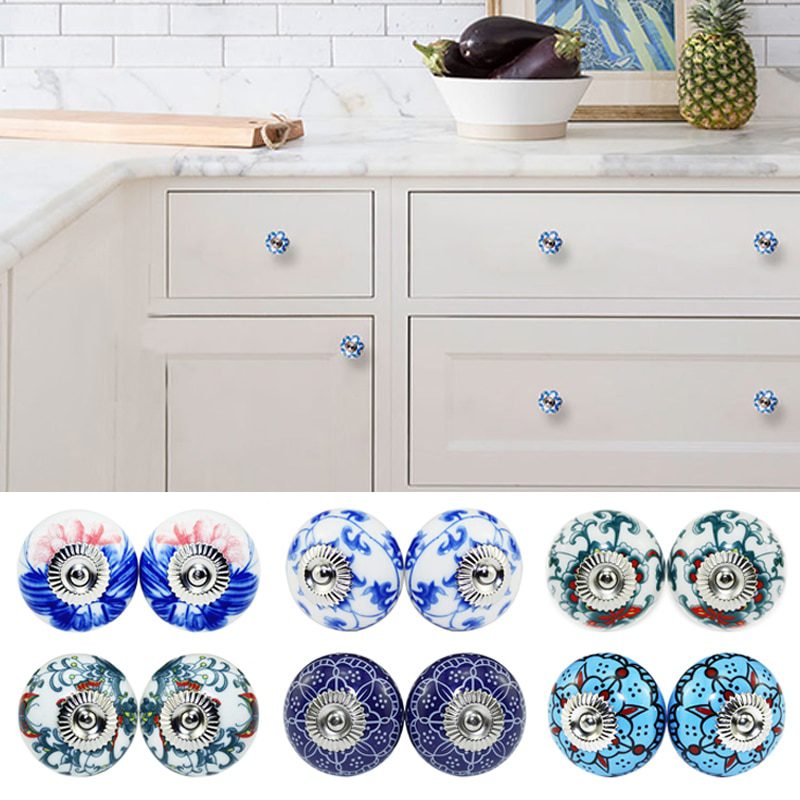 NEW 2Pcs Furniture Handle Ceramic Drawer Cabinet Knobs and Handles Knobs Door Cupboard Kitchen Pull Handles Furniture Hardware