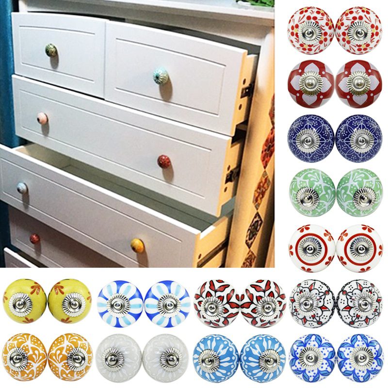 NEW 2Pcs Furniture Handle Ceramic Drawer Cabinet Knobs and Handles Knobs Door Cupboard Kitchen Pull Handles Furniture Hardware