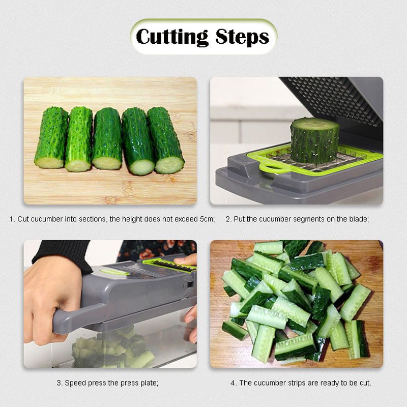 NEW Mandoline 12 in1  Kitchen Accessories Vegetable Cutter Peeler Chopper Slicer Fruit Potato Carrot Grater with Drain basket Ga