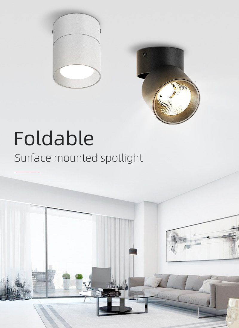 NEW Foldable COB Led Track Lights Surface Mounted Spotlights Adjustable Angle Track Lighting Spot Lights for Home Kitchen Store