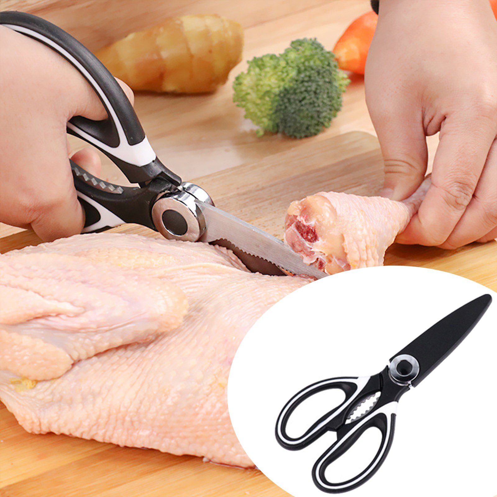 NEW Chicken Bone Scissors Stainless Steel Kitchen Cutter Knife Chicken Duck Fish Meat Vegetable Scissors Shears Tools Acces