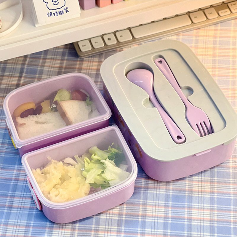 NEW Kawaii Portable Lunch Box For Girls School Kids Plastic Picnic Bento Box Microwave Food Box With Compartments Storage Contai