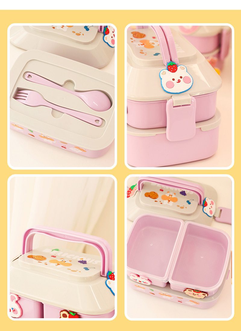 NEW Kawaii Portable Lunch Box For Girls School Kids Plastic Picnic Bento Box Microwave Food Box With Compartments Storage Contai